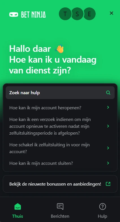 Contactgegevens en live chat van Bet Ninja Casino